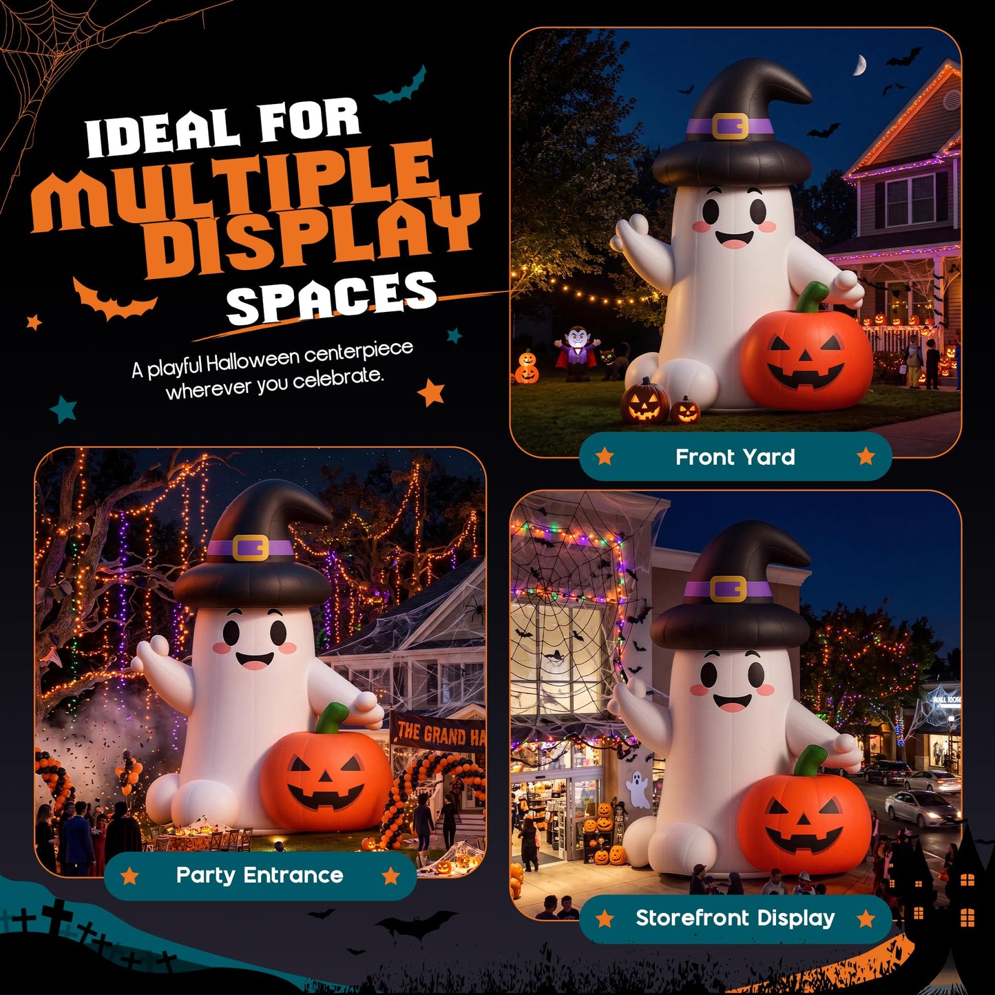 Giant Halloween Inflatable Ghost & Pumpkin-Ghost & Pumpkin Combo-32.8 FT
