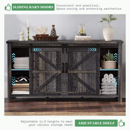 Marlowe Farmhouse Dresser with Drawers-15.8"D x 60"W x 31"H (4 Drawers)-Black Oak