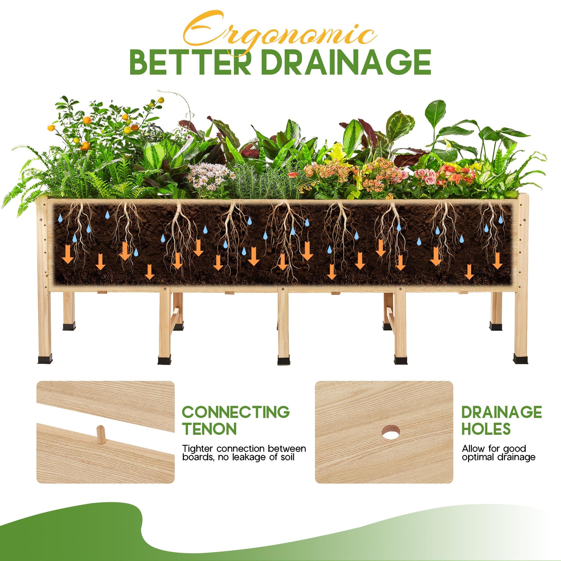 Cultiva Solid Fir Wood Raised Garden Bed-7*2FT