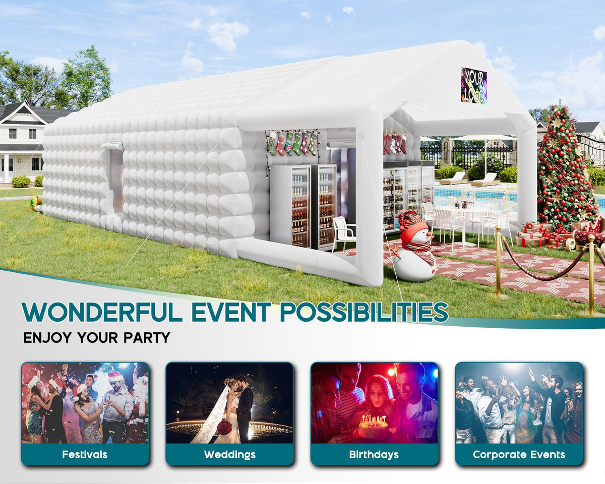 PartyMax Inflatable Night Club Tent-39*20*14 FT-White