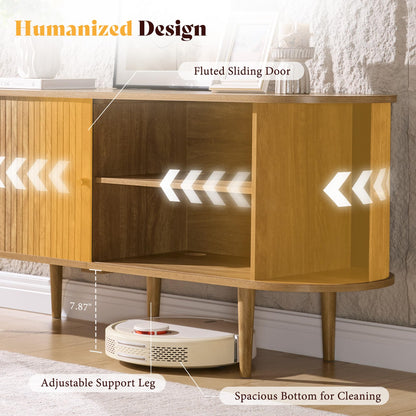 55" Mid-Century Modern TV Stand-Natural Oak