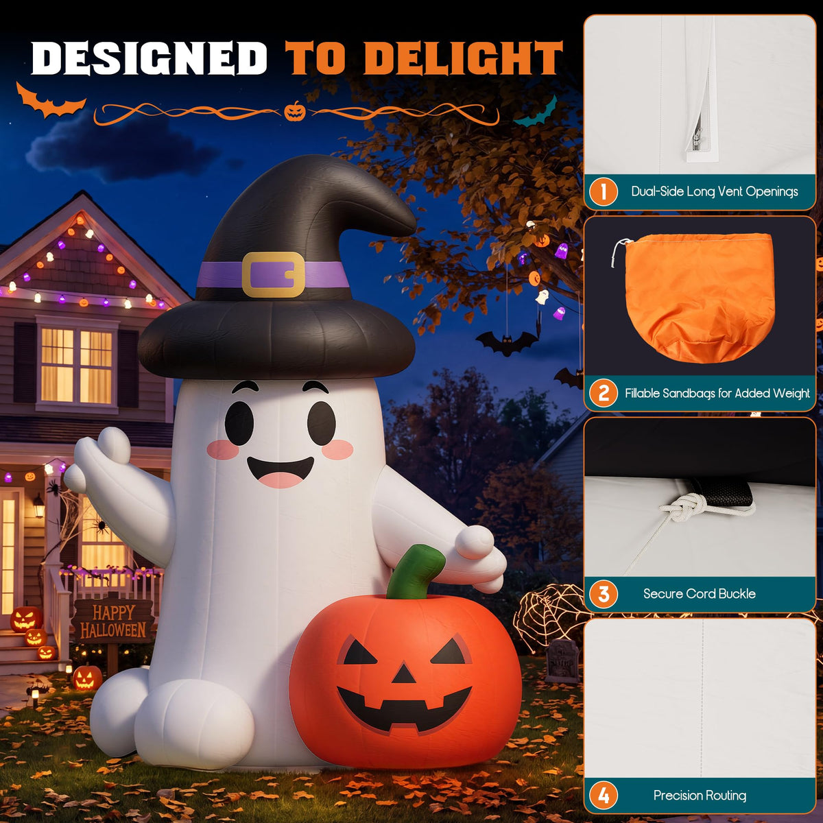 Giant Halloween Inflatable Ghost & Pumpkin-Ghost & Pumpkin Combo-26.2 FT
