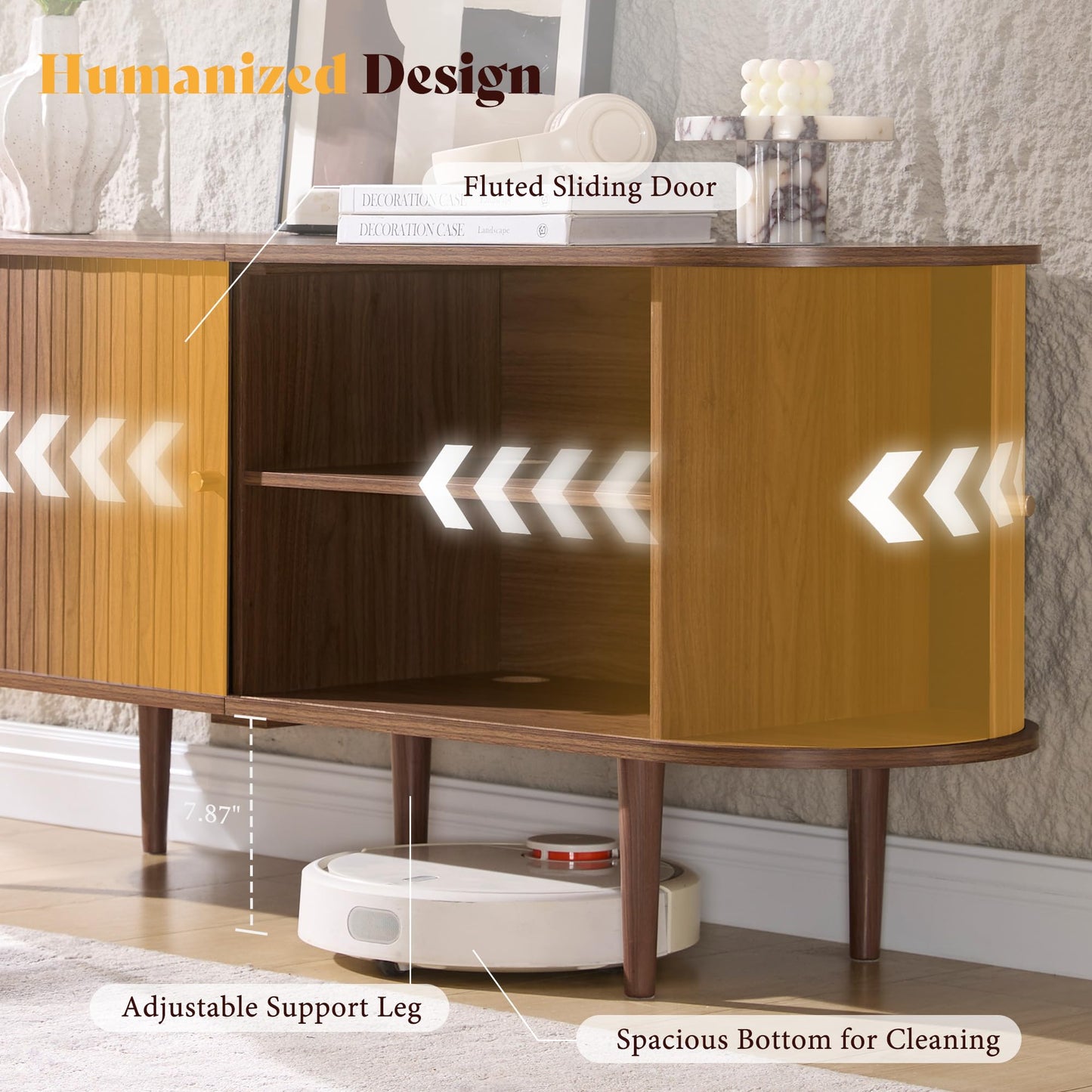 55" Mid-Century Modern TV Stand-Walnut