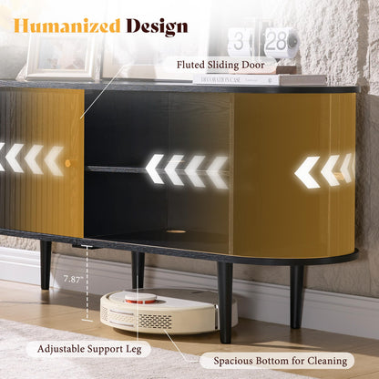 55" Mid-Century Modern TV Stand-Black