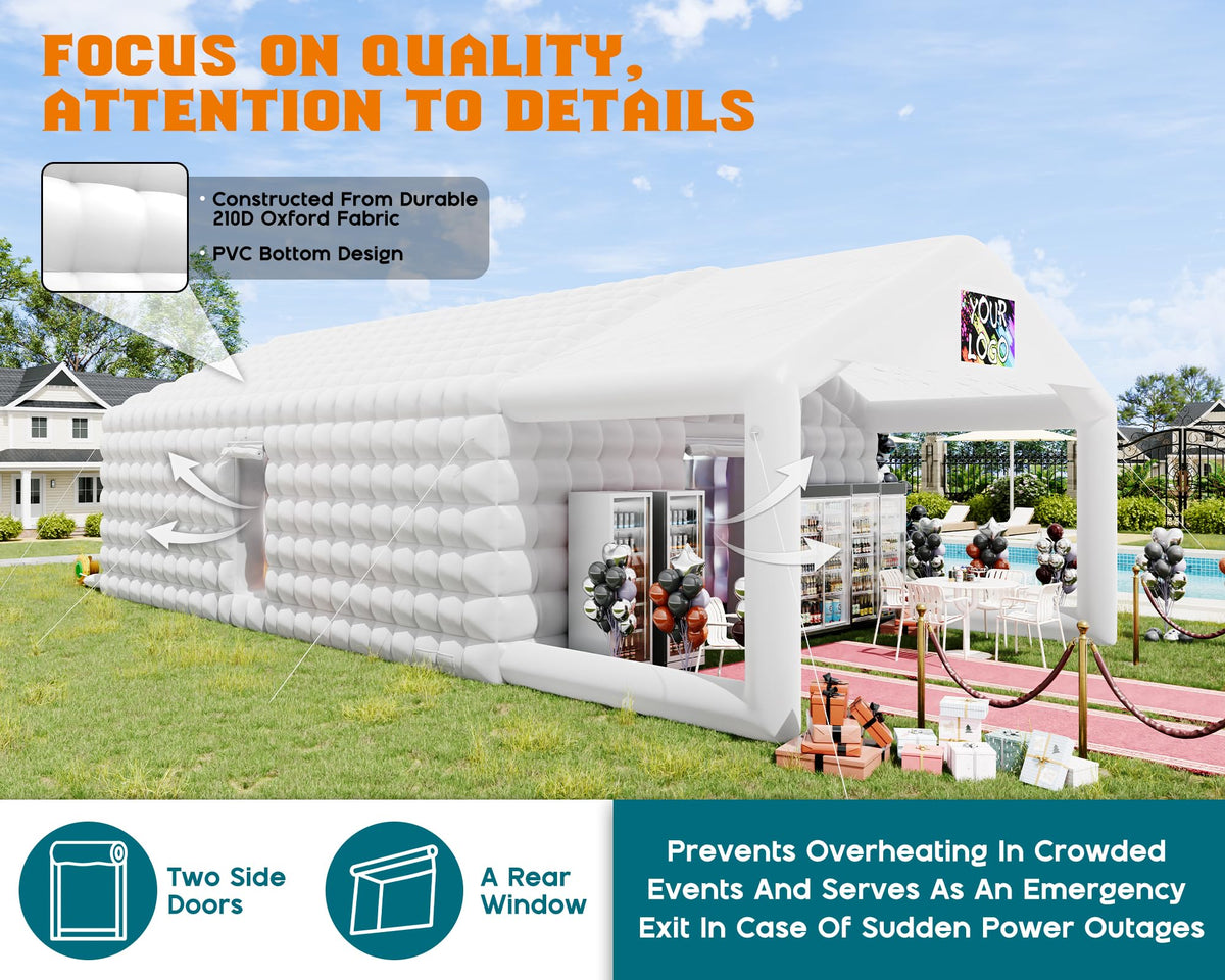PartyMax Inflatable Night Club Tent-39*20*14 FT-White