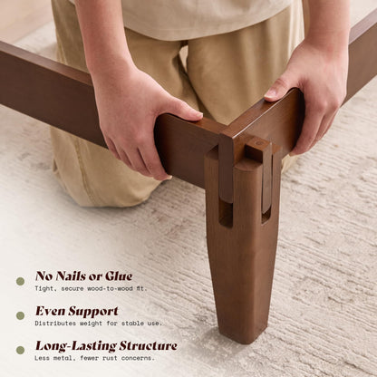 Japanese Joinery Solid Wood King Bed Frame-King-Dark Walnut