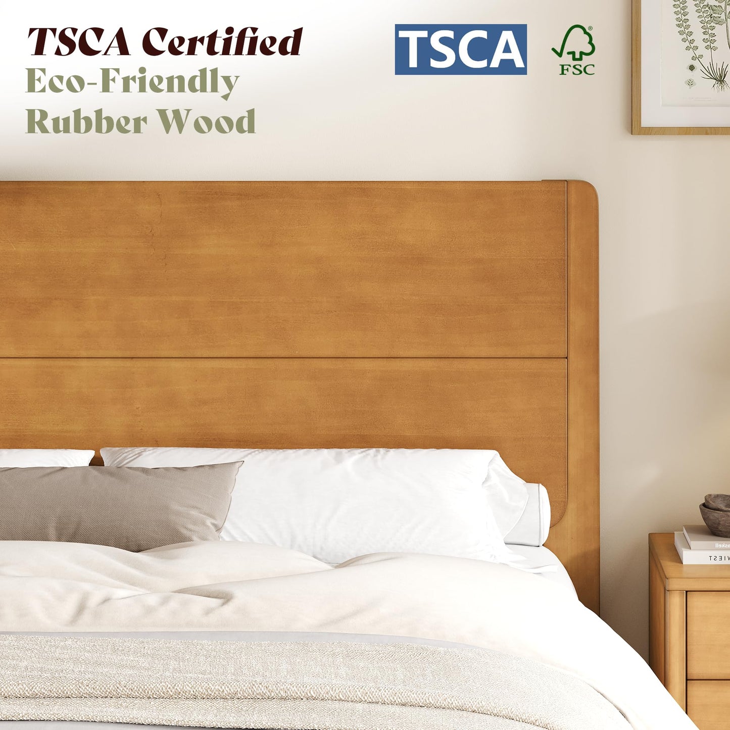 Japanese Joinery Solid Wood King Bed Frame-Full-Brown Walnut