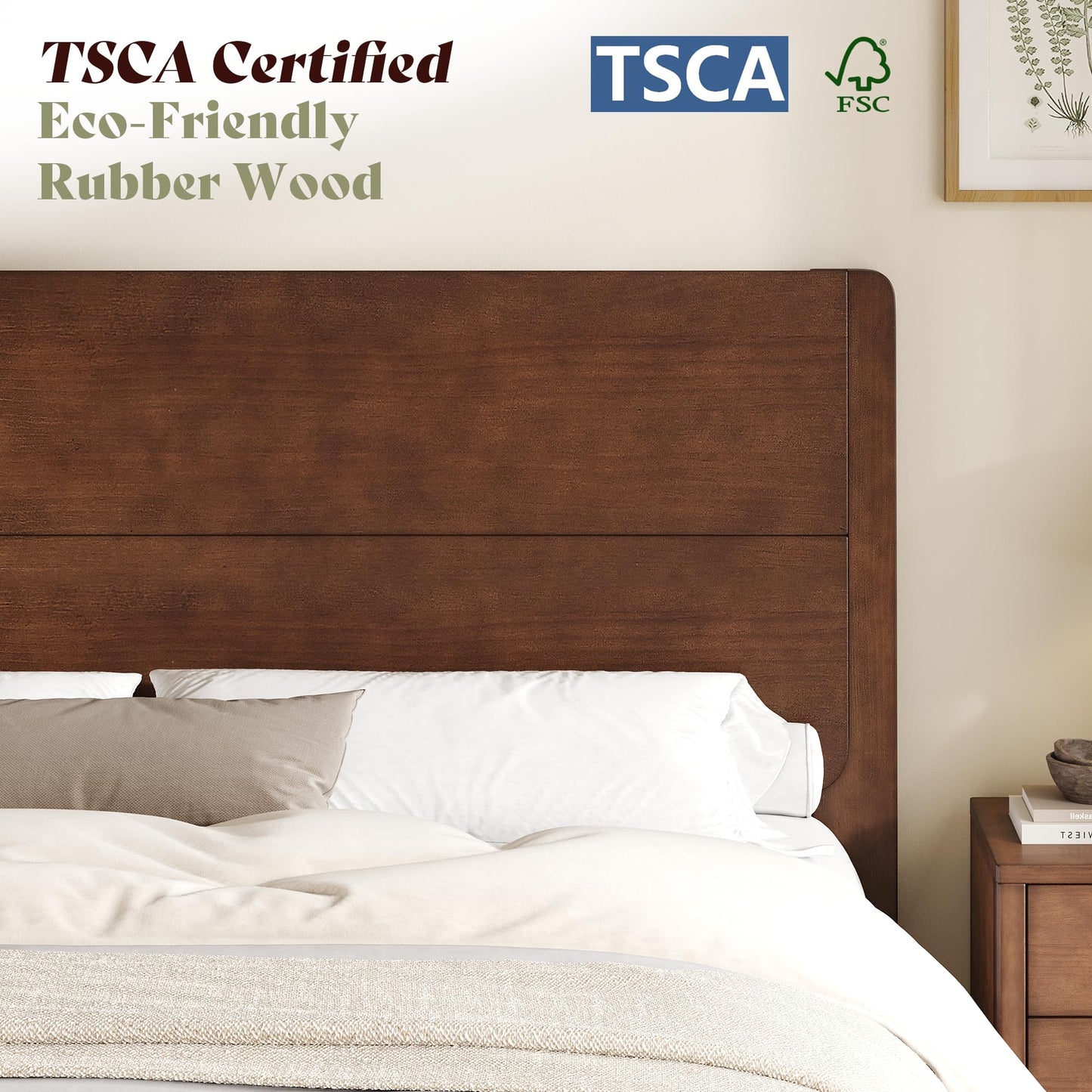 Japanese Joinery Solid Wood King Bed Frame-Queen-Dark Walnut