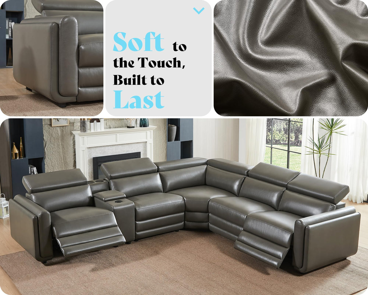 Vesper Dual Power Electric Reclining Sofa-Dark Grey