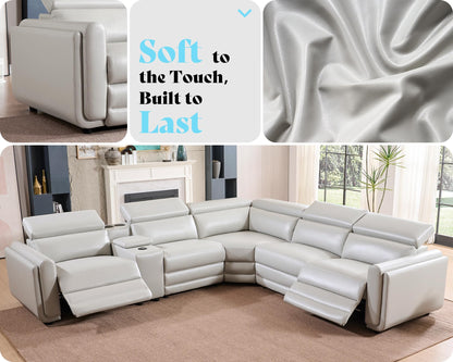Vesper Dual Power Electric Reclining Sofa-Light Grey