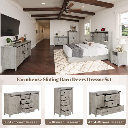 Marlowe Farmhouse Dresser with Drawers-15.8"D x 47"W x 31"H (4 Drawers)-Light Rustic Oak