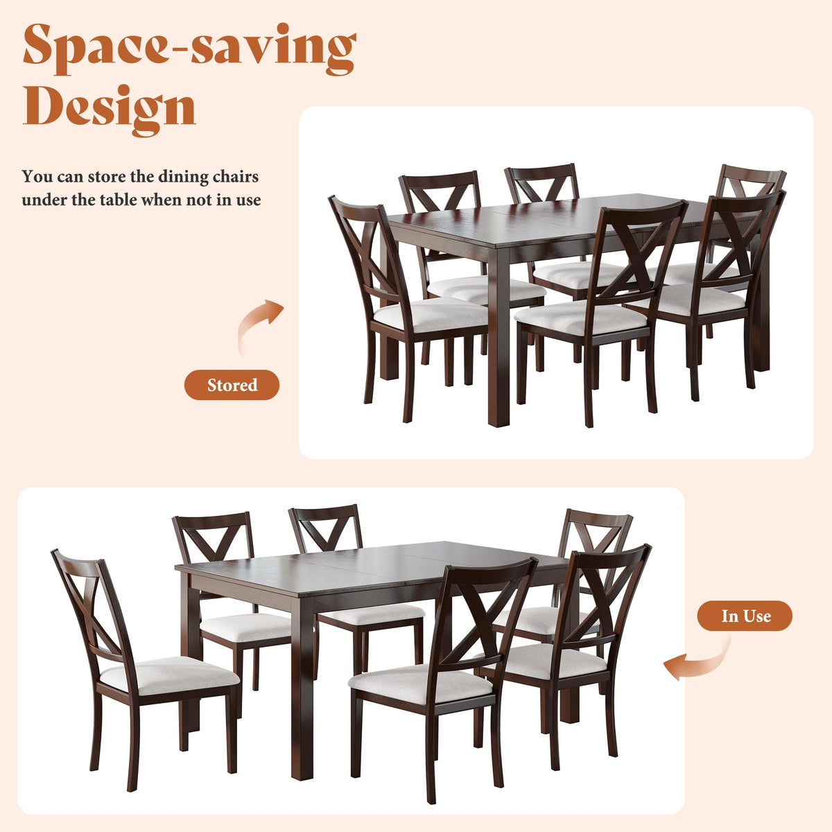 7 Piece Farmhouse Dining Set-7-Piece-Rustic Brown