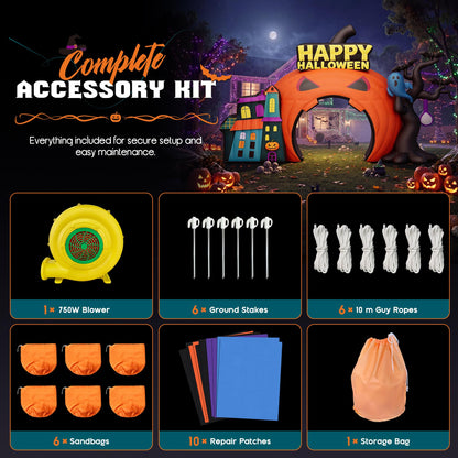 Giant Halloween Inflatable Ghost & Pumpkin-Pumpkin Arch-19.7 FT