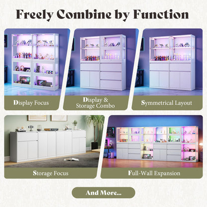 Amerlife Modular Glass Display Cabinet-3-Drawer Cabinet-White