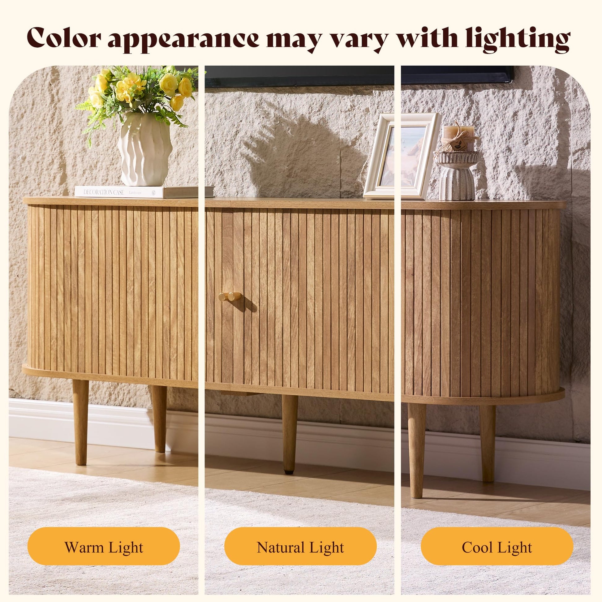 55" Mid-Century Modern TV Stand-Natural Oak