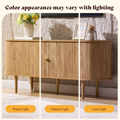 55" Mid-Century Modern TV Stand-Natural Oak