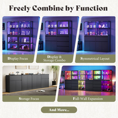Amerlife Modular Glass Display Cabinet-3-Drawer Cabinet-Black
