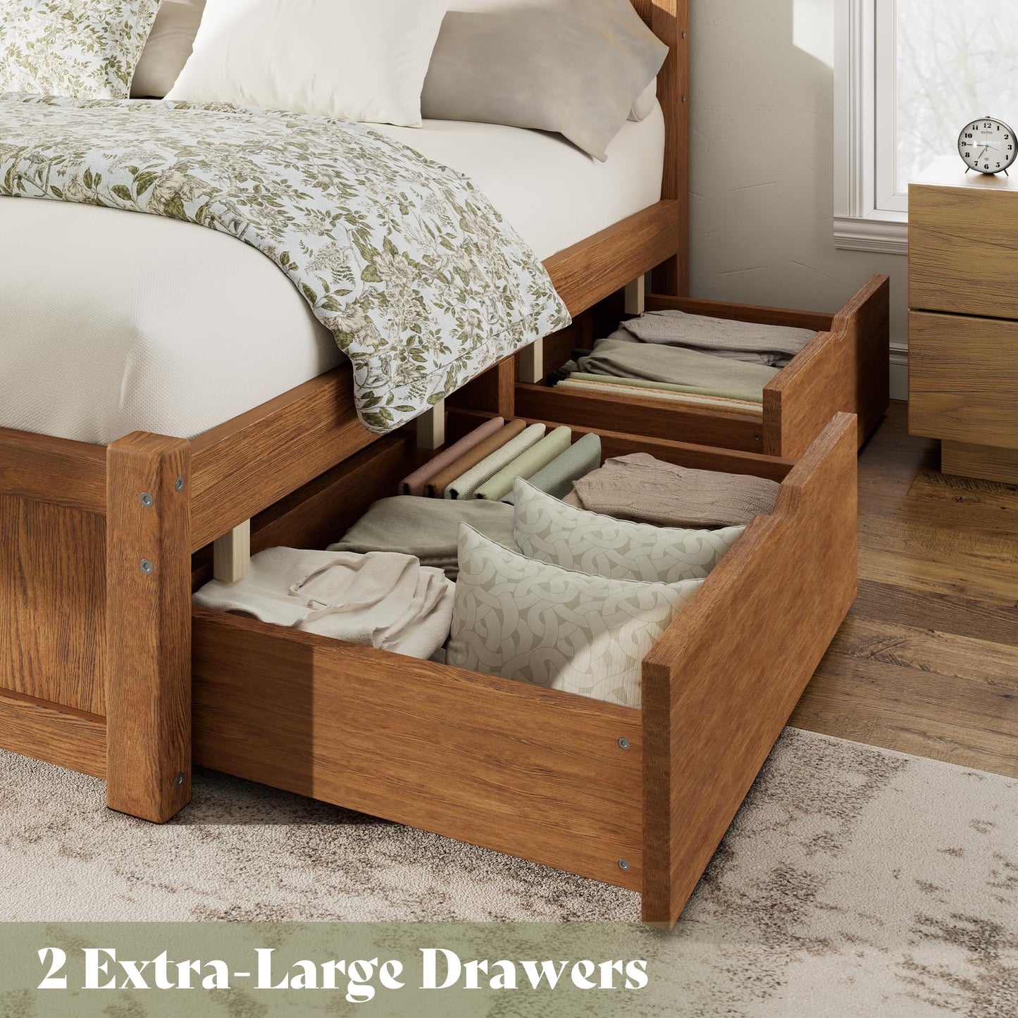 Solid Wood Platform Bed Frame-Full-Warm Brown