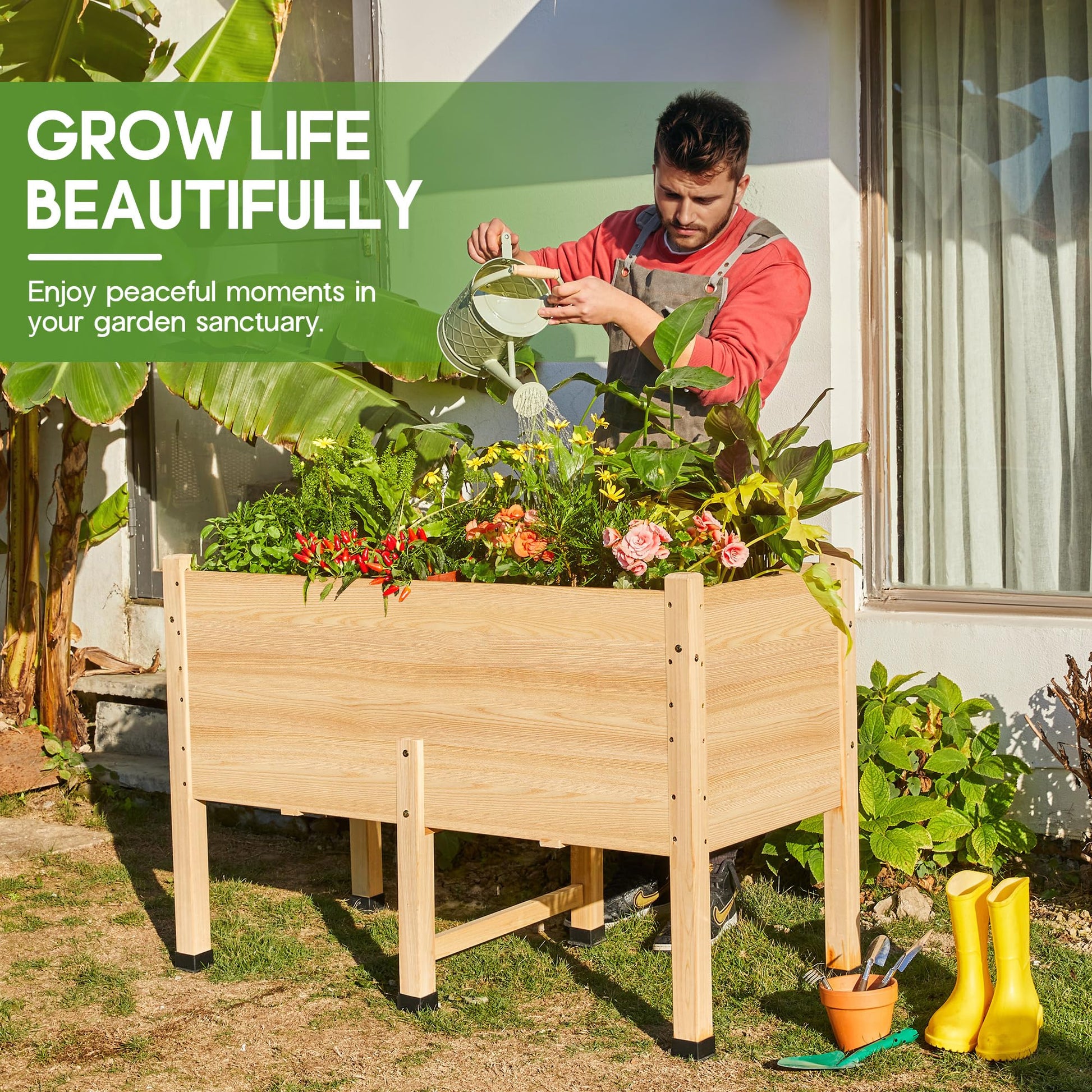 Cultiva Solid Fir Wood Raised Garden Bed-4*2FT
