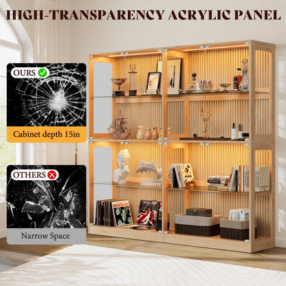 RGB Display Cabinet with Adjustable Glass Shelves Amerlife Wood / 75x16x70in