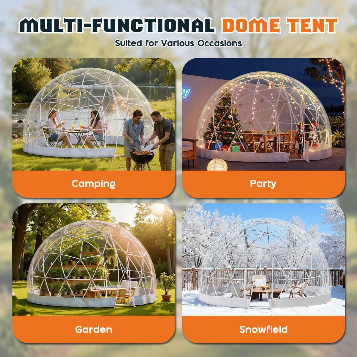 Clear Outdoor Garden Dome Tent-12FT