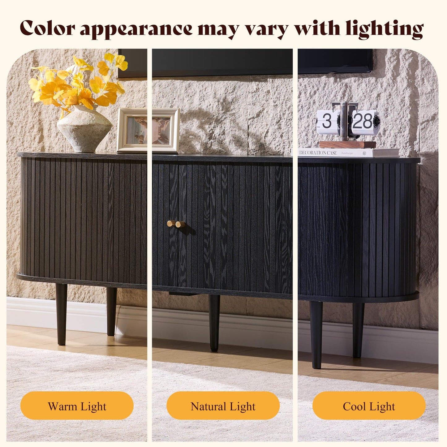 55" Mid-Century Modern TV Stand-Black