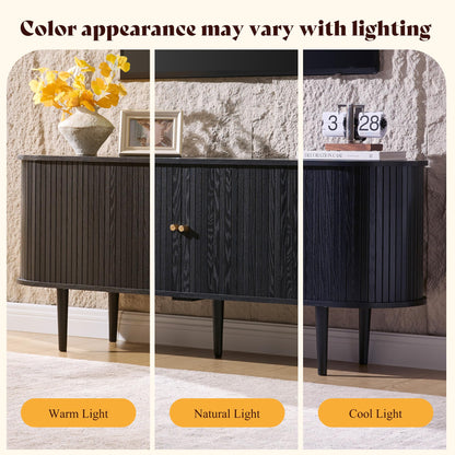 55" Mid-Century Modern TV Stand-Black