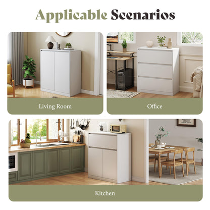 Amerlife Modular Glass Display Cabinet-2-Door Cabinet-White