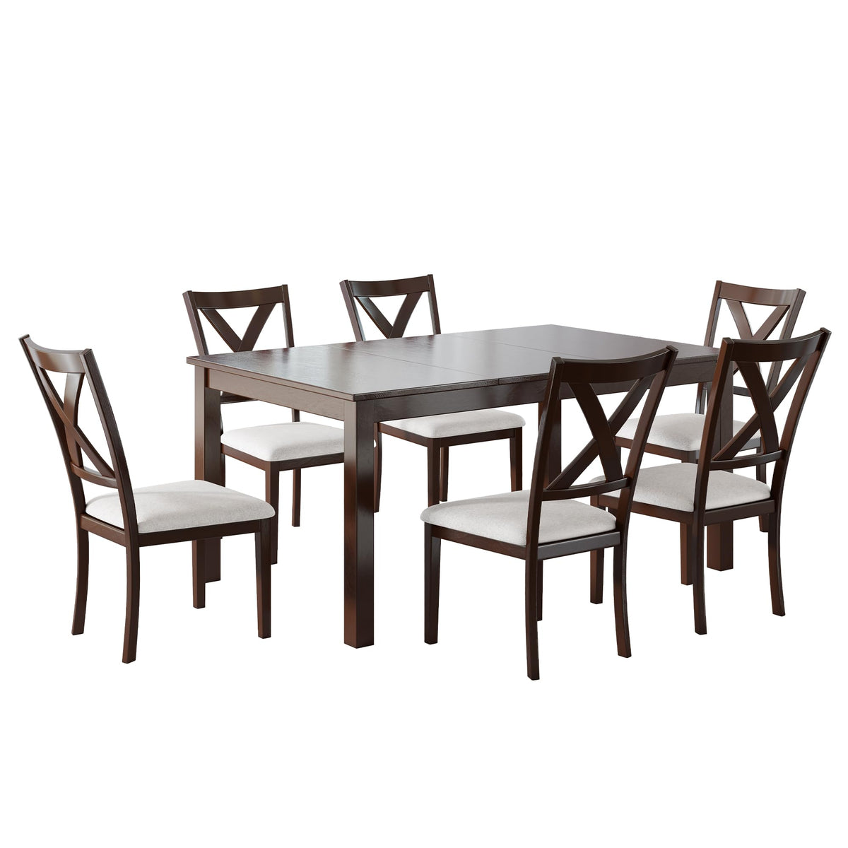 7 Piece Farmhouse Dining Set-7-Piece-Rustic Brown