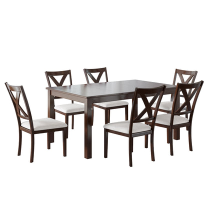 7 Piece Farmhouse Dining Set-7-Piece-Rustic Brown