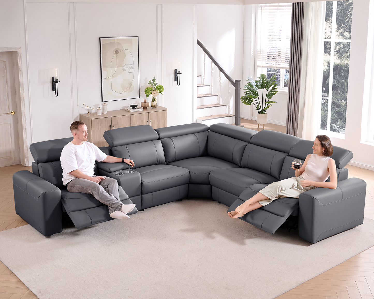 AMERLIFE Power Recliner Sectional Sofa