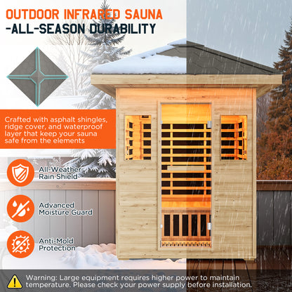 Low EMF Infrared Saunas for Home Amerlife Outdoor 3-Person 60.2*43.3*98.4 Inch 