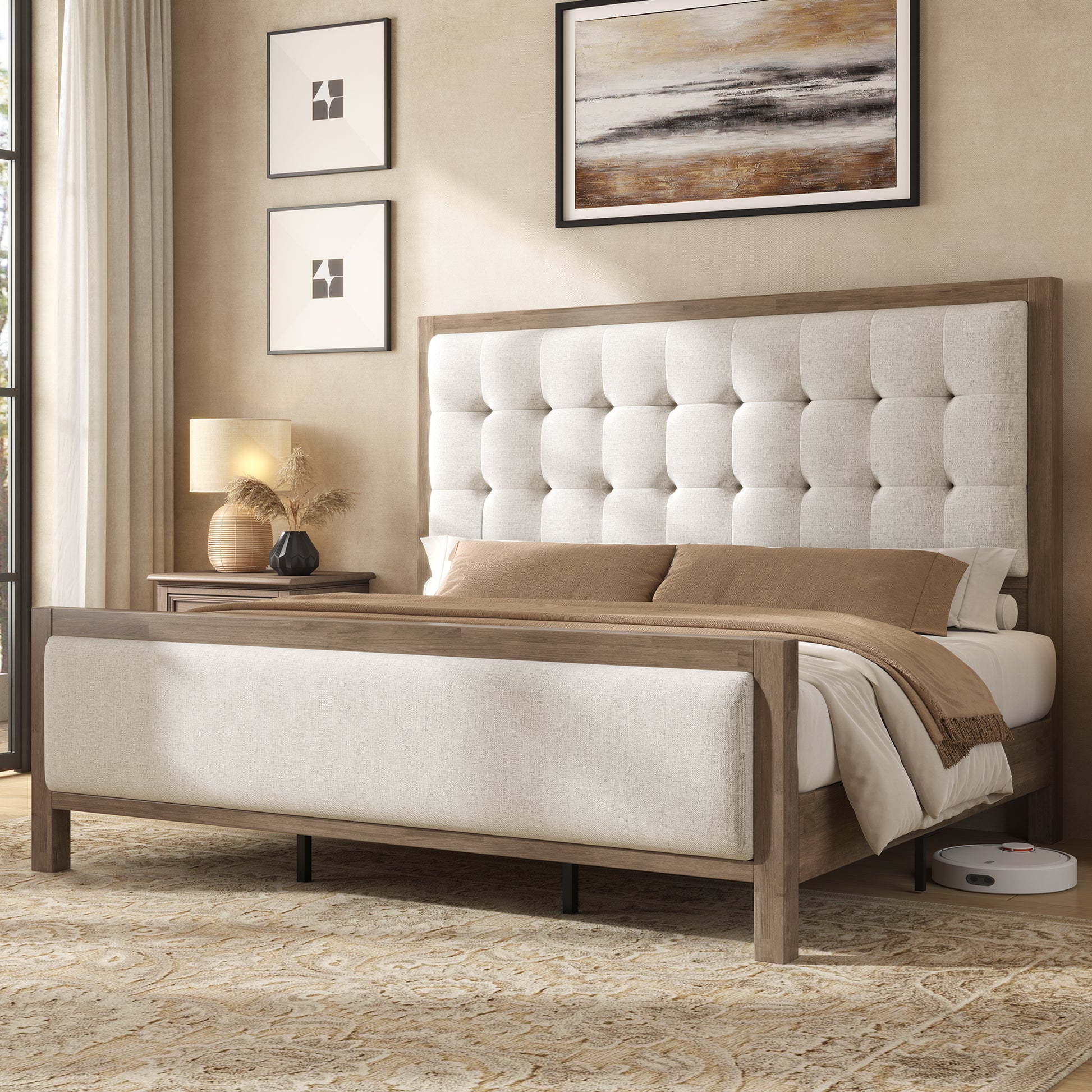 Solid Wood Bed Frame Amerlife King / Grey