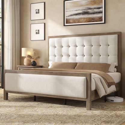 Solid Wood Bed Frame Amerlife King / Grey
