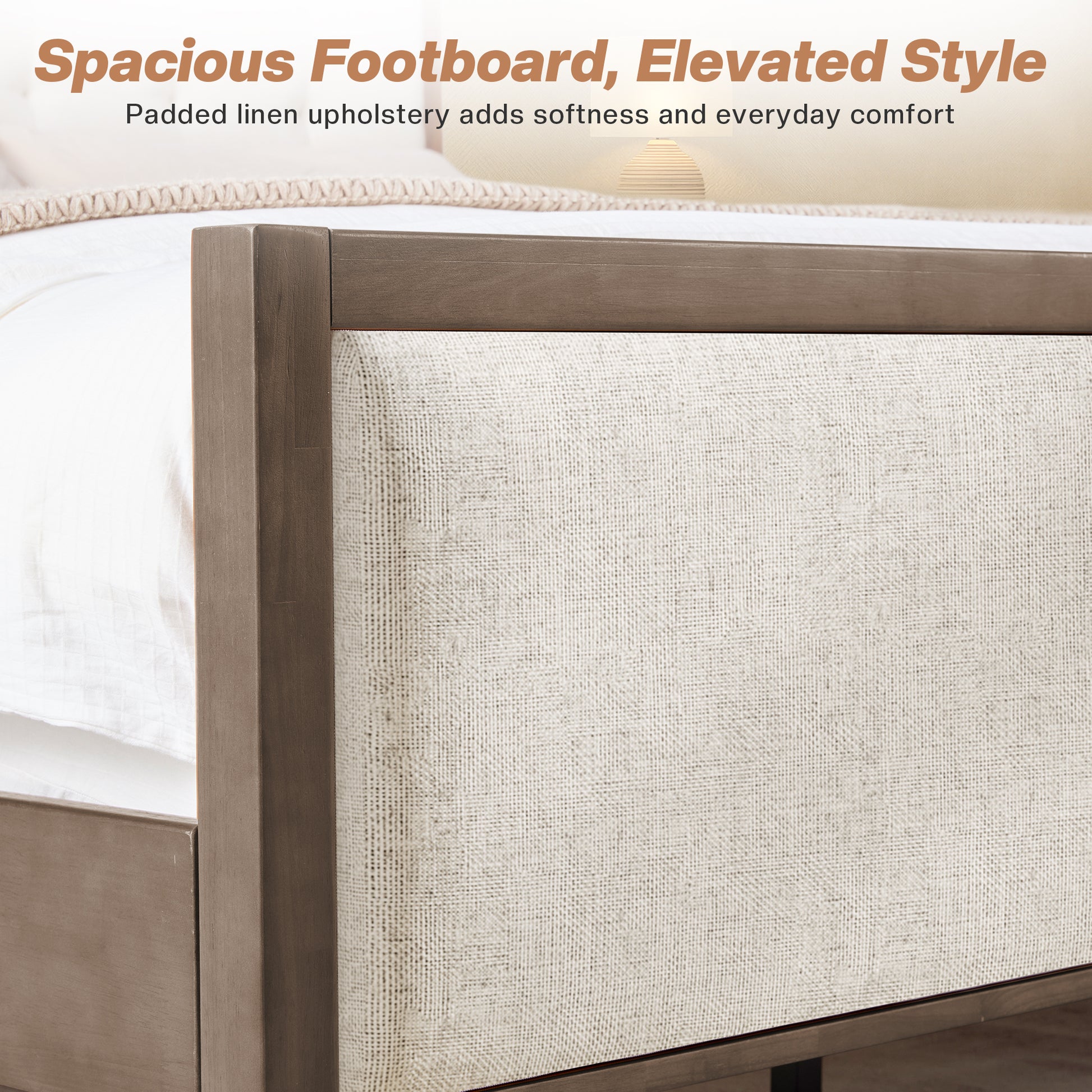 Solid Wood Bed Frame Amerlife King / Grey