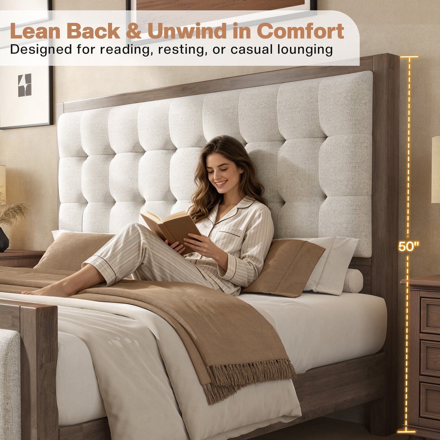 Solid Wood Bed Frame Amerlife Queen / Grey