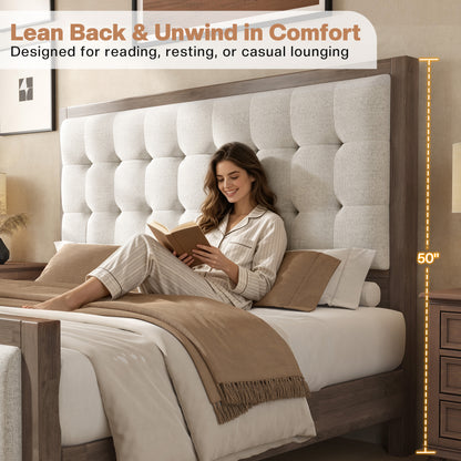 Solid Wood Bed Frame Amerlife Queen / Grey