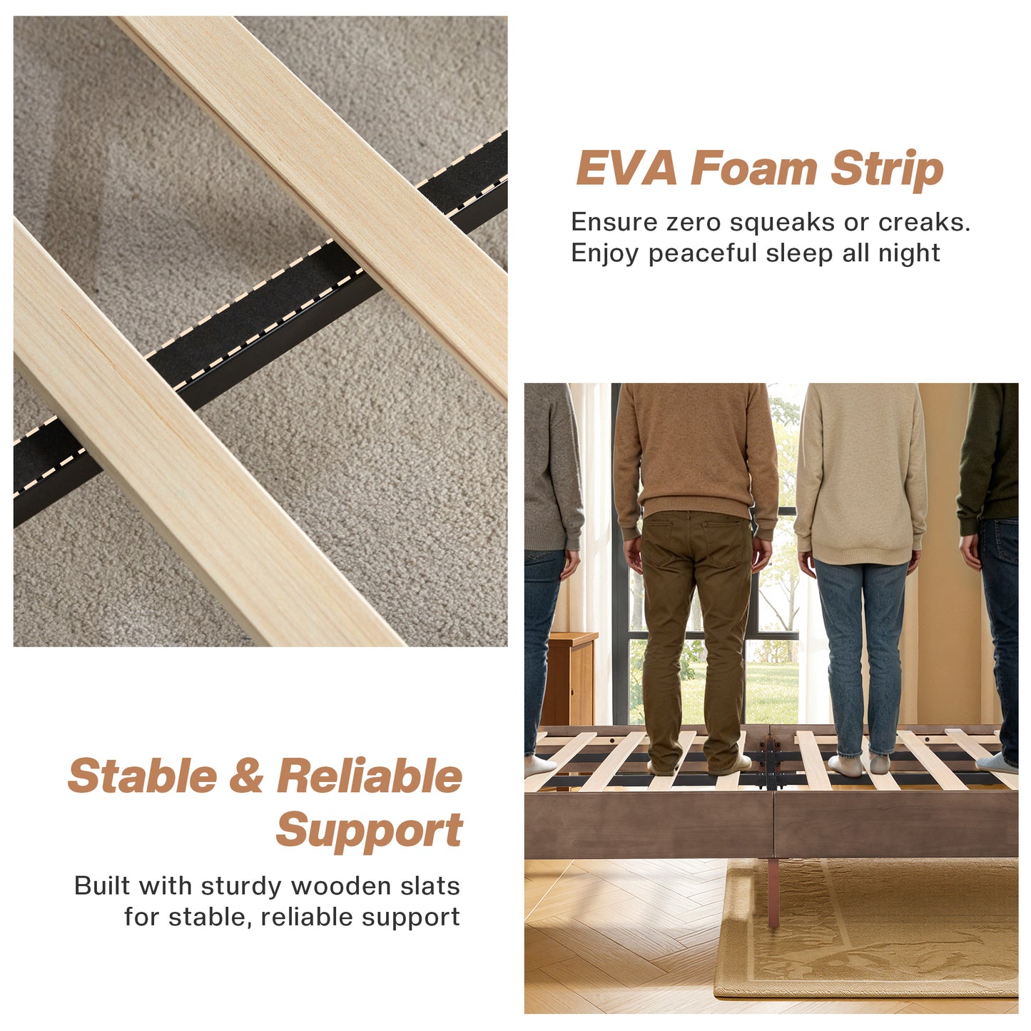 Solid Wood Bed Frame Amerlife King / Grey