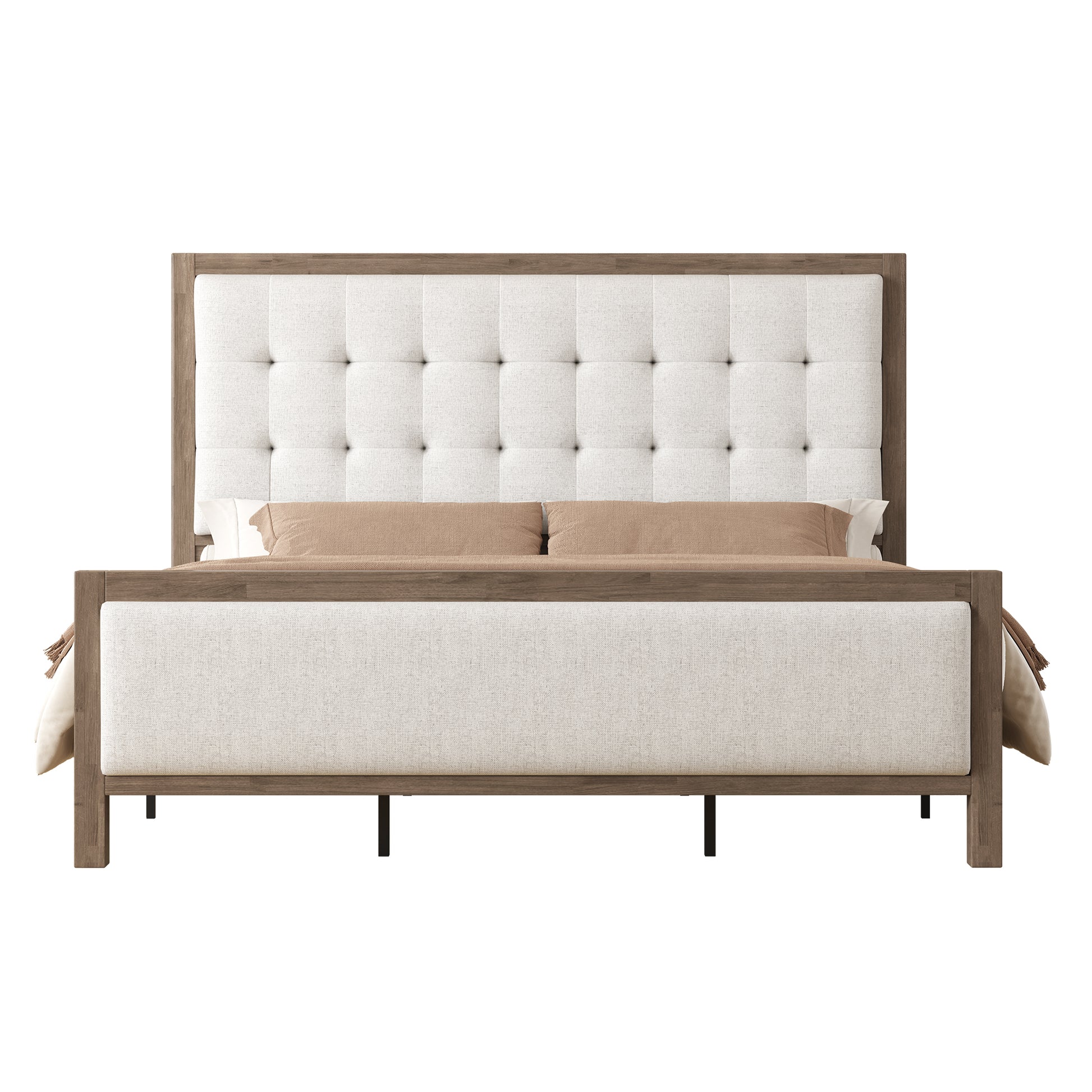 Solid Wood Bed Frame Amerlife King / Grey