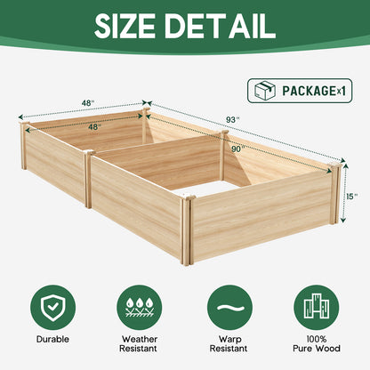 Tenon Fir Wood Raised Garden Bed-8 x 4 x 1.25 FT