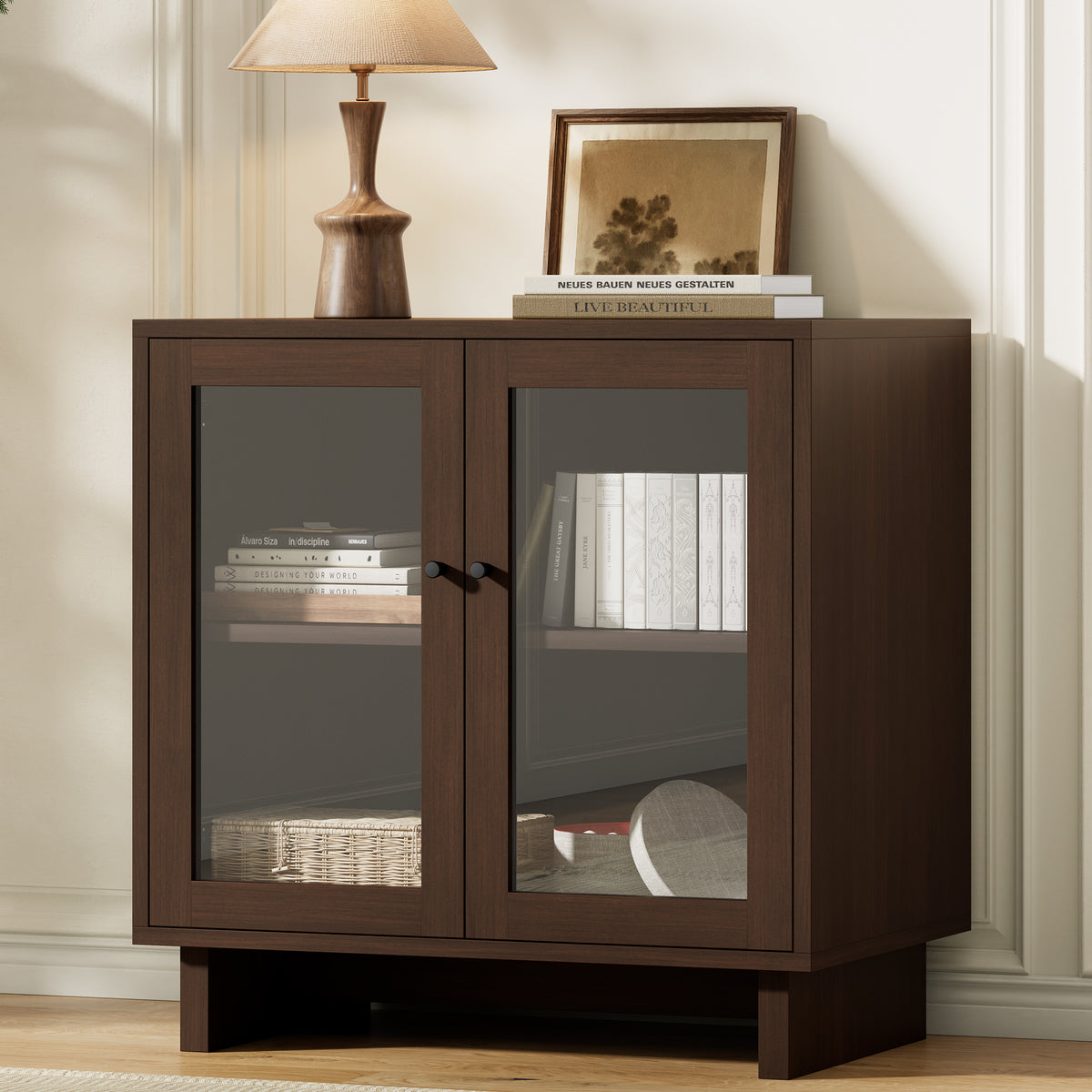 MKG002 Modular Storage Cabinet-1pc-E-walnut