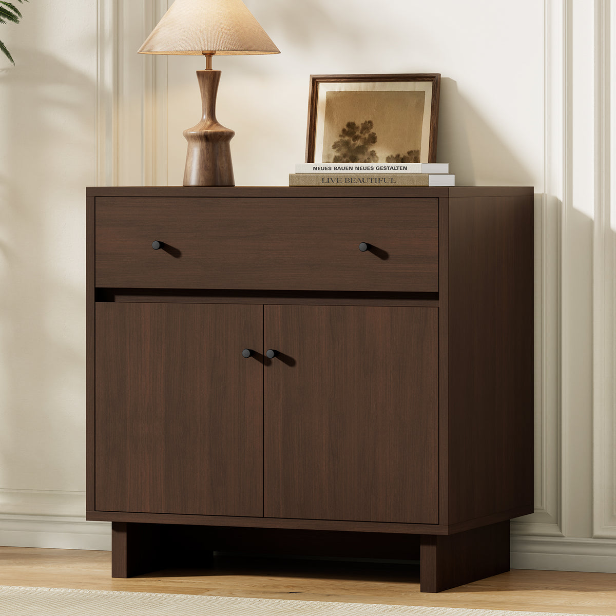 MKG002 Modular Storage Cabinet-1pc-C-walnut