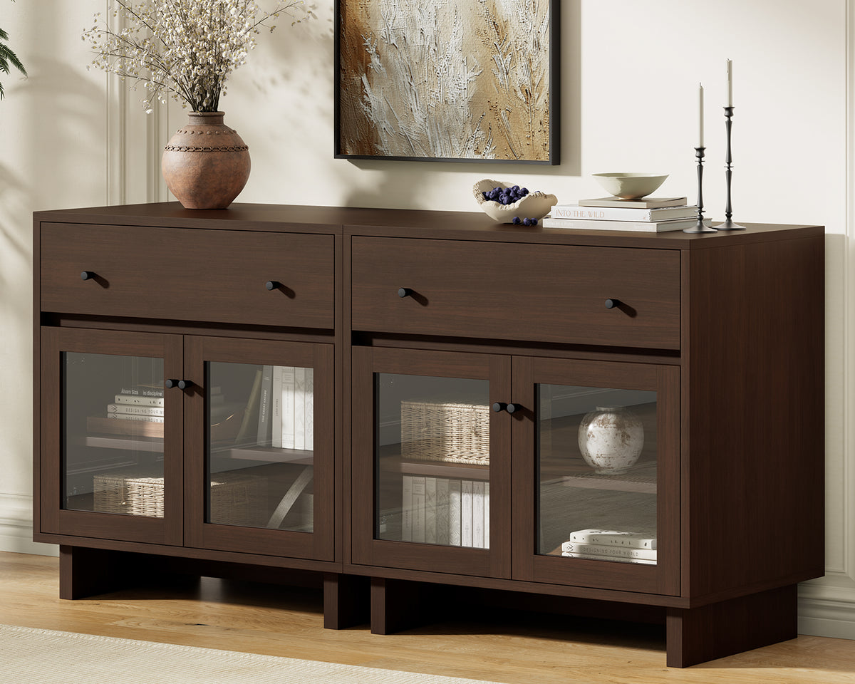 MKG002 Modular Storage Cabinet-2pc-B-walnut