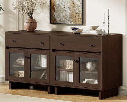 MKG002 Modular Storage Cabinet-2pc-B-walnut
