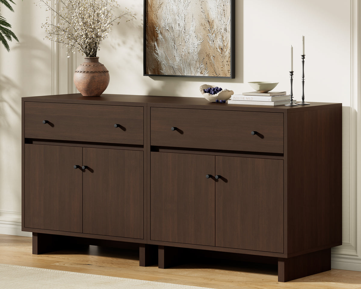 MKG002 Modular Storage Cabinet-2pc-C-walnut