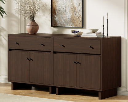 MKG002 Modular Storage Cabinet-2pc-C-walnut