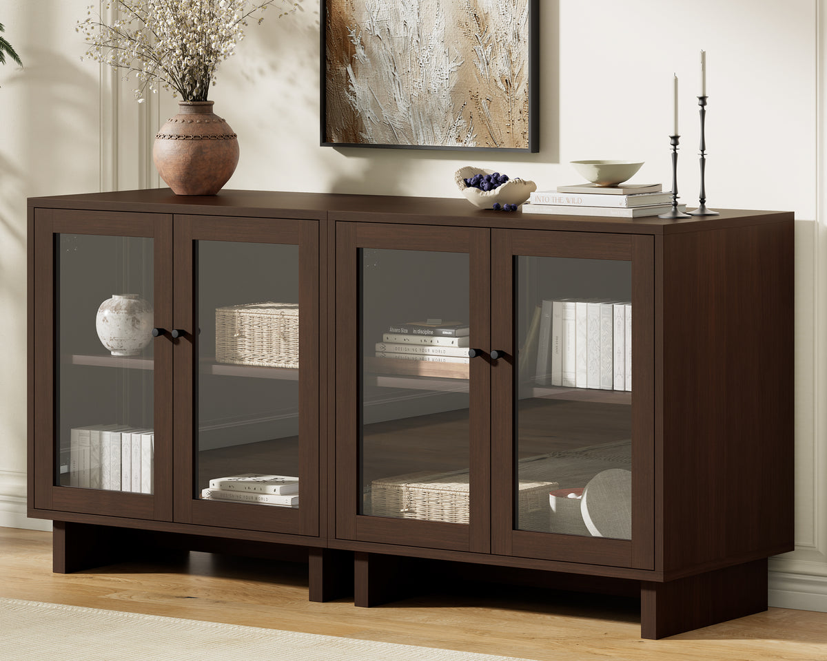 MKG002 Modular Storage Cabinet-2pc-E-walnut