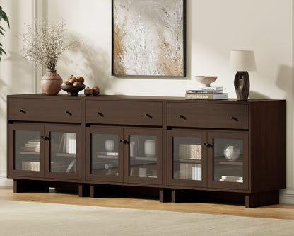 MKG002 Modular Storage Cabinet-3pc-B-walnut