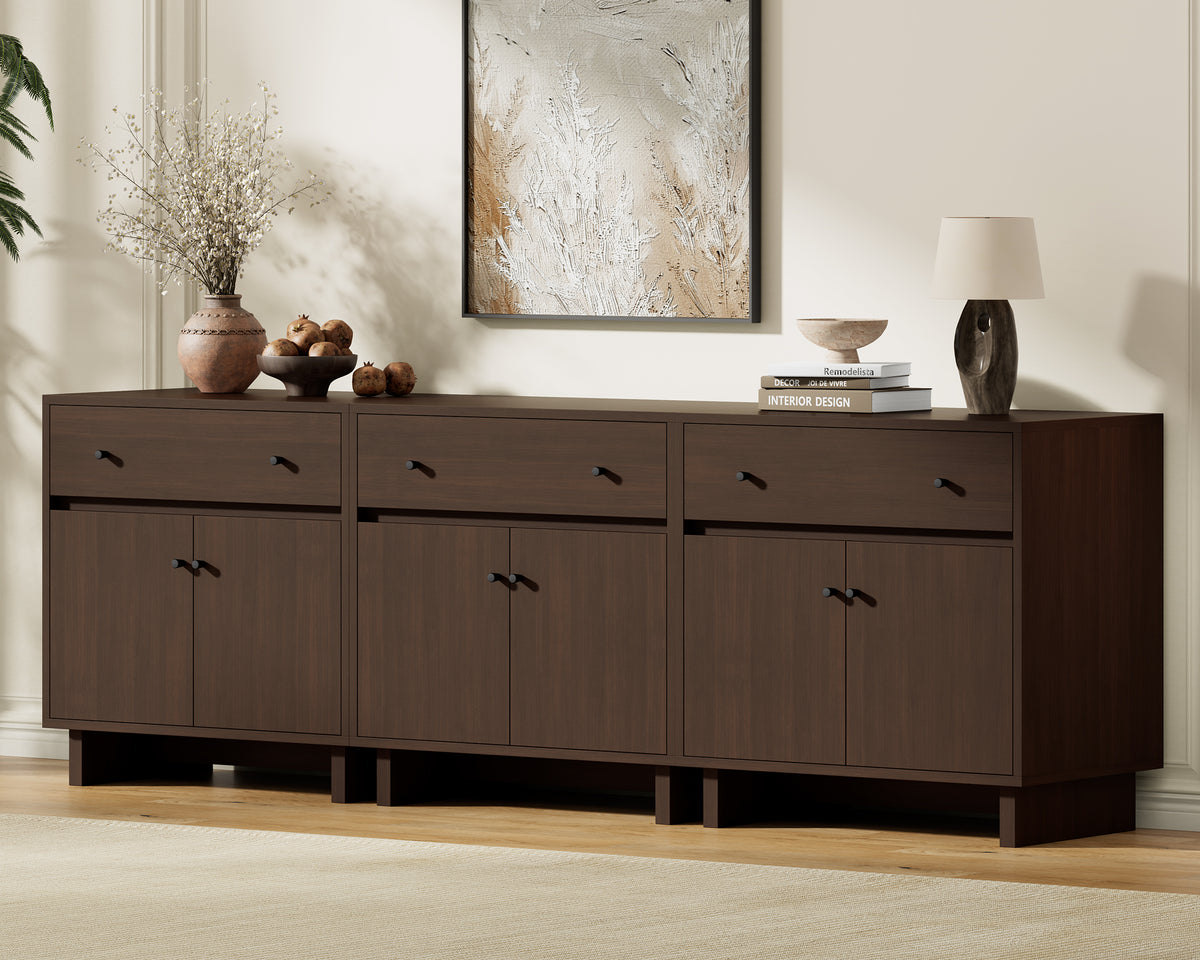 MKG002 Modular Storage Cabinet-3pc-C-walnut