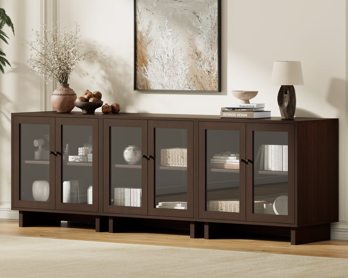 MKG002 Modular Storage Cabinet-3pc-E-walnut